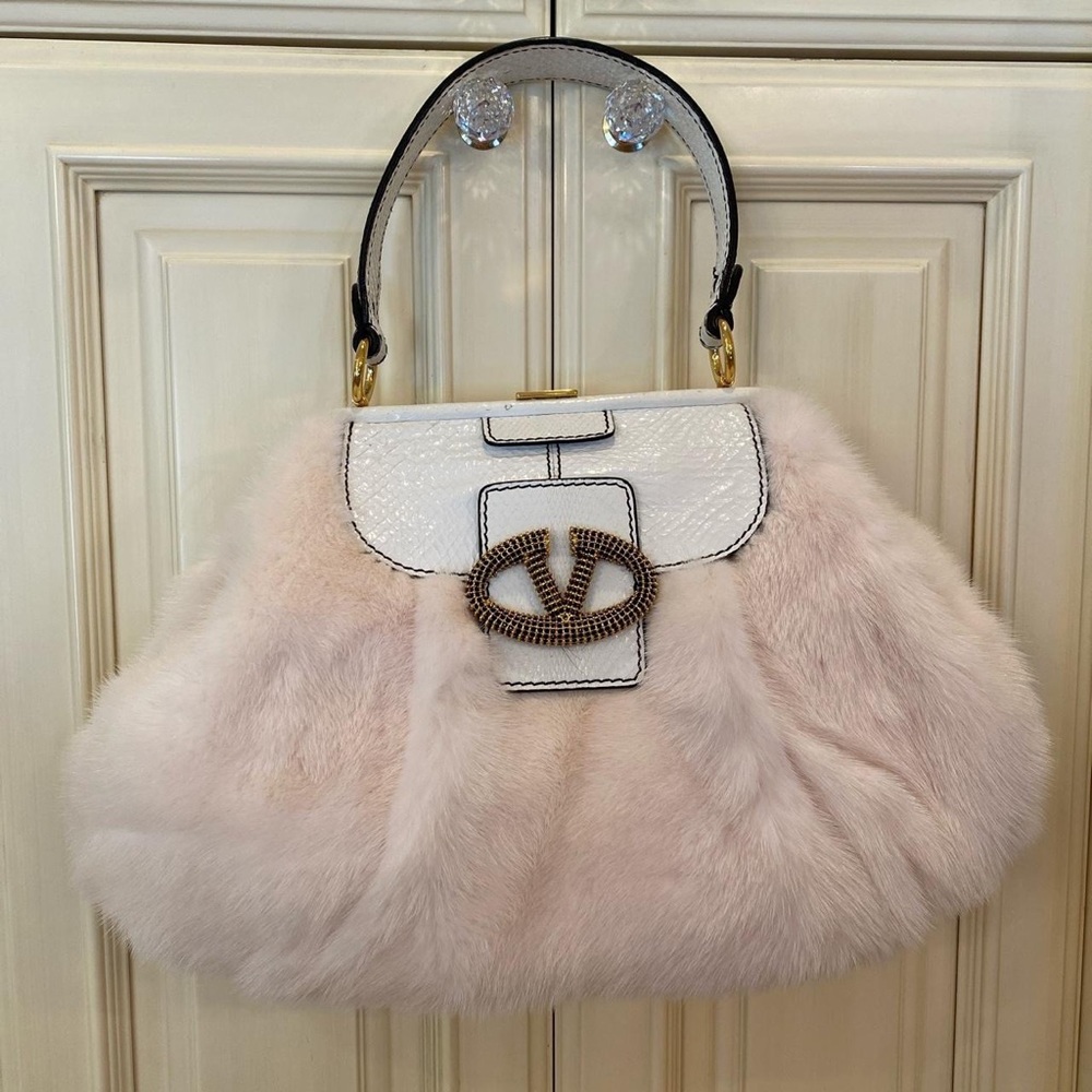 valentino top handle mink black swaraski crystal